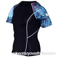 Short Sleeve Dri-fit Workouts Compression Shirt Black Running Baselayer Tee B07NLPDV48
